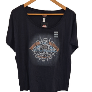 Harley-Davidson Black Graphic Women's Top Ketchikan Alaska in 2x NWT